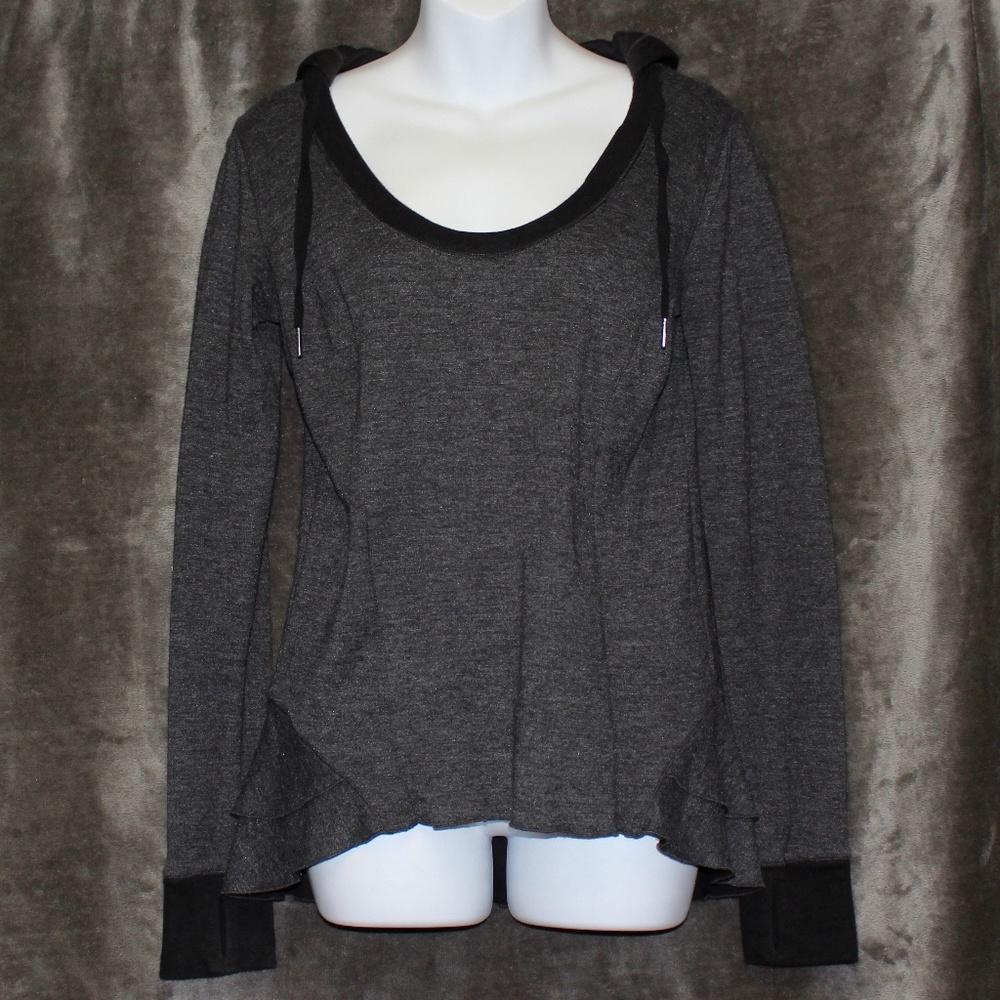 Andrea Jovine Scoop Neck Hooded Hi Lo Sweatshirt S